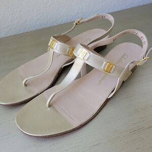 Salvatore Ferragamo Gold T-Strap Sandals